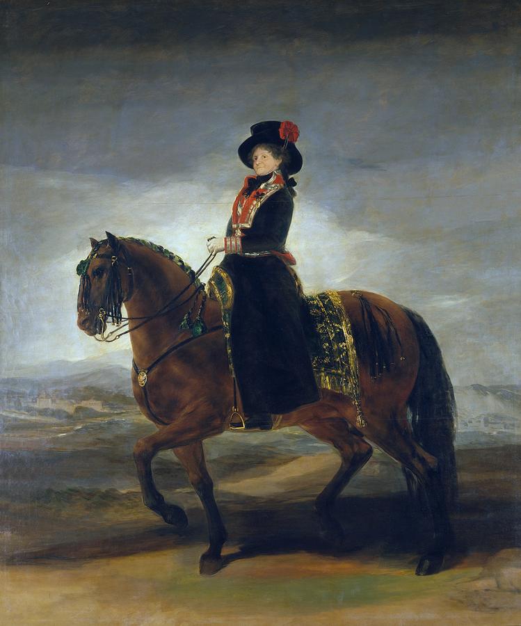 Queen María Luisa on horseback Painting of Goya